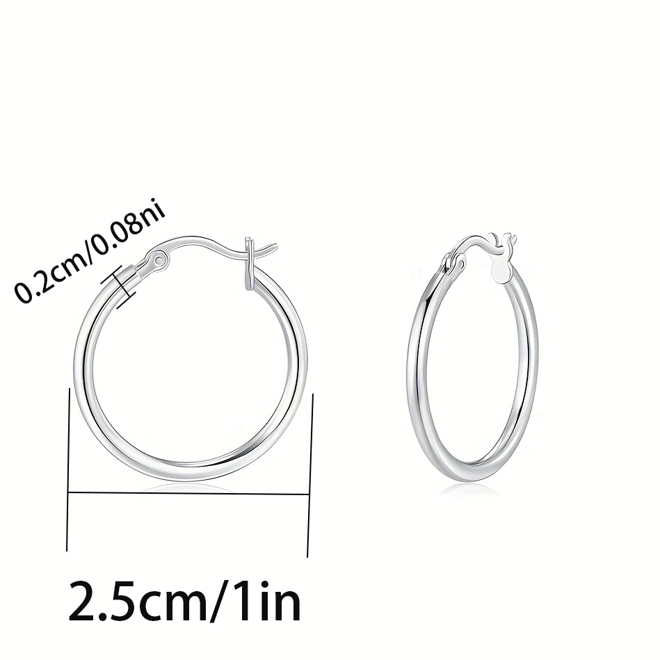 Women's 925 Silver Plated Round Hoop Earrings, Versatile